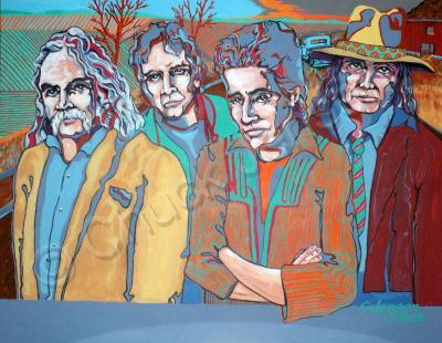 Woodstock - Crosby Stills Nash And Young - 60 X 48 - Acrylic