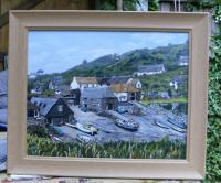 Cadgewith Harbour Cornwall - Acrylic Paintings - By Rosemary Miller, Landscape Painting Artist