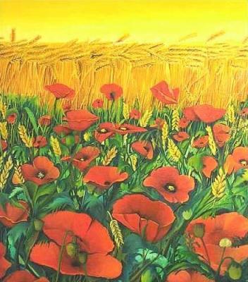 Oil Paintings - Field Poppies - Oil On Canvas