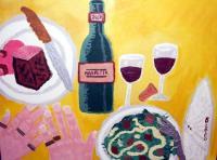 Red Rock Bistro - Acrylics Paintings - By Cj Johnson-H, Abstract Painting Artist