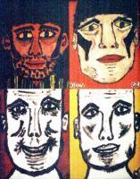 Four Faces Of Man - Acrylics Paintings - By Cj Johnson-H, Abstract Painting Artist