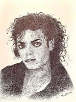 Michael Jackson - Pen And Ink Drawings - By Enid Barnes, Pointillism Drawing Artist