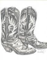 Cowboy Boots - Pencil Drawings - By Kieron Reed, Hand Drawing Drawing Artist
