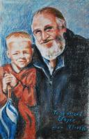 Wayne And  Evan - Oil Pastel Drawings - By Michael T, Expressionism Drawing Artist