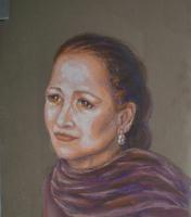 Lori  Boone - Oil Pastel Drawings - By Michael T, Expressionism Drawing Artist