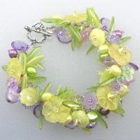 Spring Garden - Lucite Swarovski Crystals Glas Jewelry - By Paula Huckabay, Beaded Beadweaving Jewelry Artist