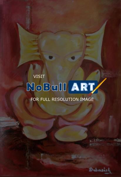 Oil Painting - Lord Ganesha - Oil On Paper
