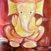 Lord Ganesha - Oil On Paper Paintings - By Debasish Das, Abstract Painting Artist