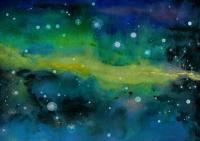 Star Streak 10-08 - Watercolor Mixedmedia Paintings - By Janet Hinshaw, Abstract-Freehand Painting Artist