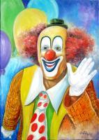 Clown - Oil On Canvas Paintings - By Bozidar Zvekan, Impressionism Painting Artist