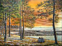 Landscapes - Palic_Lake_Sunset - Oil On Canvas