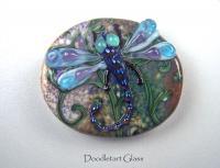 Doodletart Glass Dragonfly Focal Bead - Glass Jewelry - By Susan Elliot, Lampwork Glass Beads Jewelry Artist