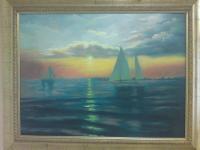 Seascape - Keywest Sailboats - Oil On Canvas