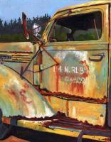 Old Vehicles - Diamond T Tanker - Oil On Board