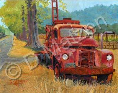 Old Vehicles - Vineyard Truck - Oil On Board