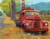 Vineyard Truck - Oil On Board Paintings - By D Matzen, Representational Painting Artist