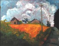 Chicken Farm Near Coupeville - Oil On Board Paintings - By D Matzen, Representational Painting Artist