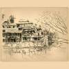 Fenghuang Artists Residence--Hunan Prov China - Drypoint Etching Printmaking - By D Matzen, Representational Printmaking Artist