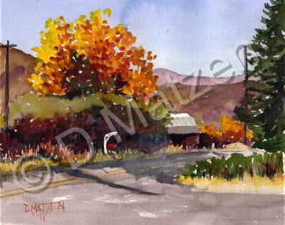 Watercolors - Road Near Wintrop - Watercolor