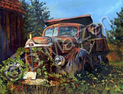 Old Vehicles - Harlequin Dumptruck - Oil On Board