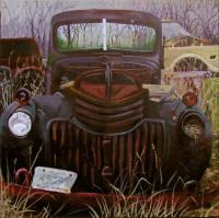 Old Vehicles - Junkyard Relic - Oil On Canvas