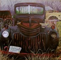 Junkyard Relic - Oil On Canvas Paintings - By D Matzen, Representational Painting Artist