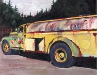 Diamond T Tanker III - Oil On Board Paintings - By D Matzen, Representational Painting Artist