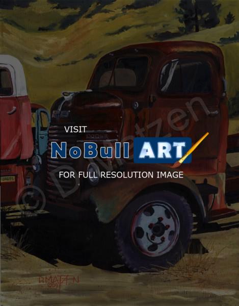 Old Vehicles - Dodge Stubby - Oil On Board