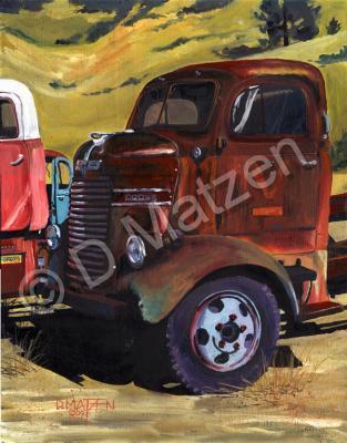 Old Vehicles - Dodge Stubby - Oil On Board