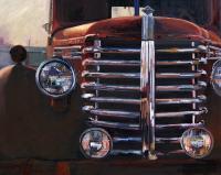Diamond T Grille And Lites - Oil On Board Paintings - By D Matzen, Representational Painting Artist