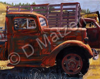 Old Vehicles - Bad Paint Job - Oil On Board