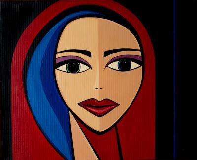 Yes - Lady In Red - Acrylic On Cardboard