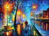 Landscapes - Melody Of The Night  Palette Knife Oil Painting On Canvas B - Oil