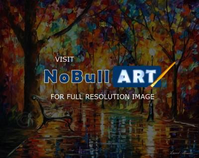 Landscapes - Colorful Night  Palette Knife Oil Painting On Canvas By Leo - Oil