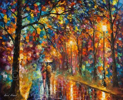 Landscapes - Walking In The Rain  Oil Painting On Canvas - Oil