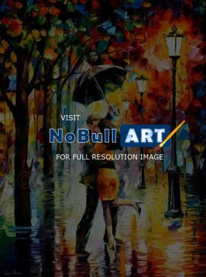 People And Figure - Dance Under The Rain  Palette Knife Oil Painting On Canvas - Oil