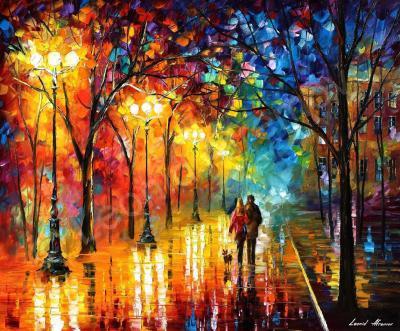 Landscapes - Night Happiness  Palette Knife Oil Painting On Canvas By Le - Oil