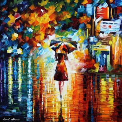 People And Figure - Mysterious Rain Princess  Palette Knife Oil Painting On Can - Oil