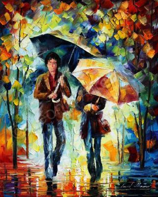 People And Figure - Rainy Encounter  Oil Painting On Canvas - Oil