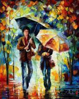 Rainy Encounter  Oil Painting On Canvas - Oil Paintings - By Leonid Afremov, Fine Art Painting Artist