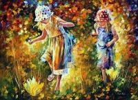 People And Figure - Two Sisters  Oil Painting On Canvas - Oil