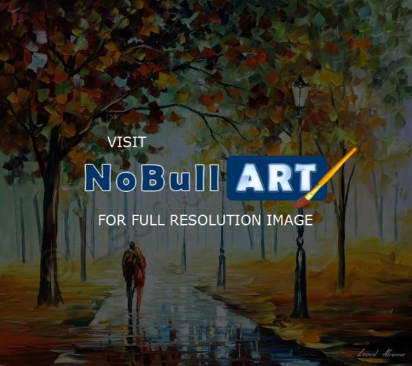 Landscapes - Fall Love  Palette Knife Oil Painting On Canvas By Leonid A - Oil