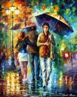 People Under The Rain  Oil Painting On Canvas - Oil Paintings - By Leonid Afremov, Fine Art Painting Artist