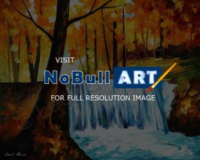 Landscapes - Autumn Waterfall  Oil Painting On Canvas - Oil