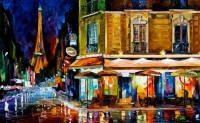 Recruitment Cafe In Paris  Oil Painting On Canvas - Oil Paintings - By Leonid Afremov, Fine Art Painting Artist