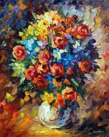 Bouquet For My Beloved  Oil Painting On Canvas - Oil Paintings - By Leonid Afremov, Fine Art Painting Artist