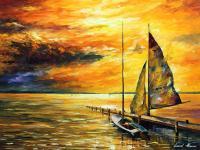 Classic Seascape - Sailing Away  Oil Painting On Canvas - Oil