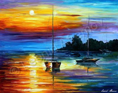 Classic Seascape - Florida Best Sunset  Oil Painting On Canvas - Oil