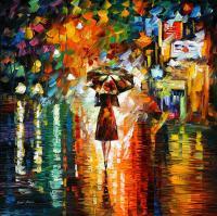 People And Figure - Rain Princess 1  Palette Knife Oil Painting On Canvas By Le - Oil