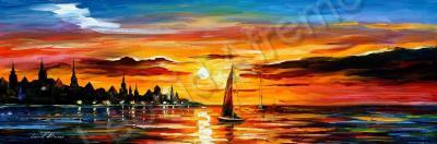 Classic Seascape - The Amber Evening  Palette Knife Oil Painting On Canvas By - Oil